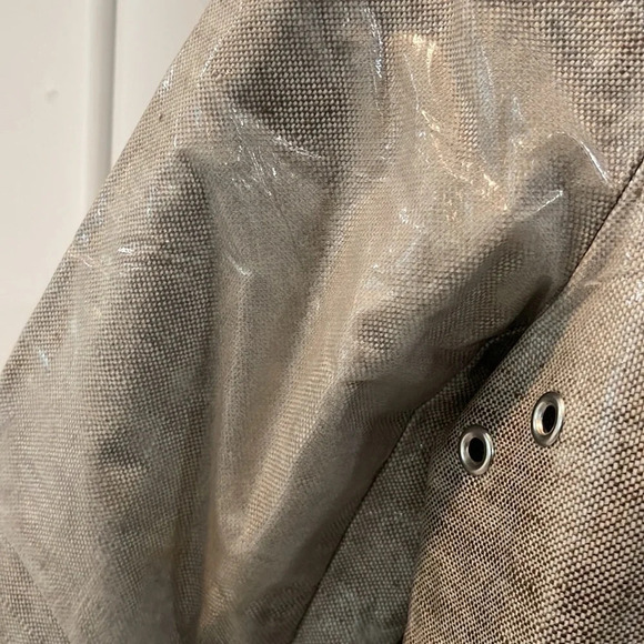 Tory Burch beige rain jacket fitted waterproof trench coat size Small - Picture 15 of 16